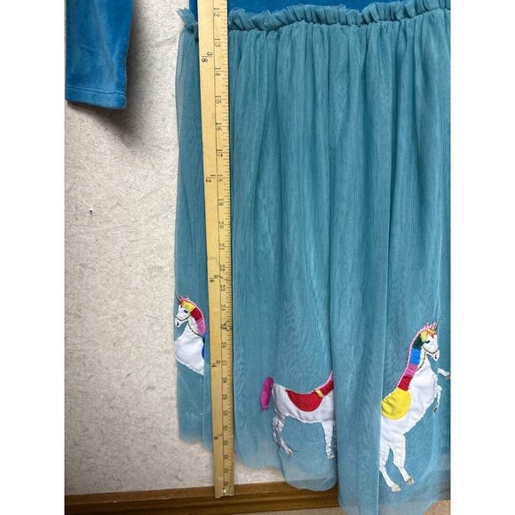 Mini Boden Girl's Dress Blue Unicorn Velvet Tulle Teal Blue Party Size 11 12 - Picture 6 of 9